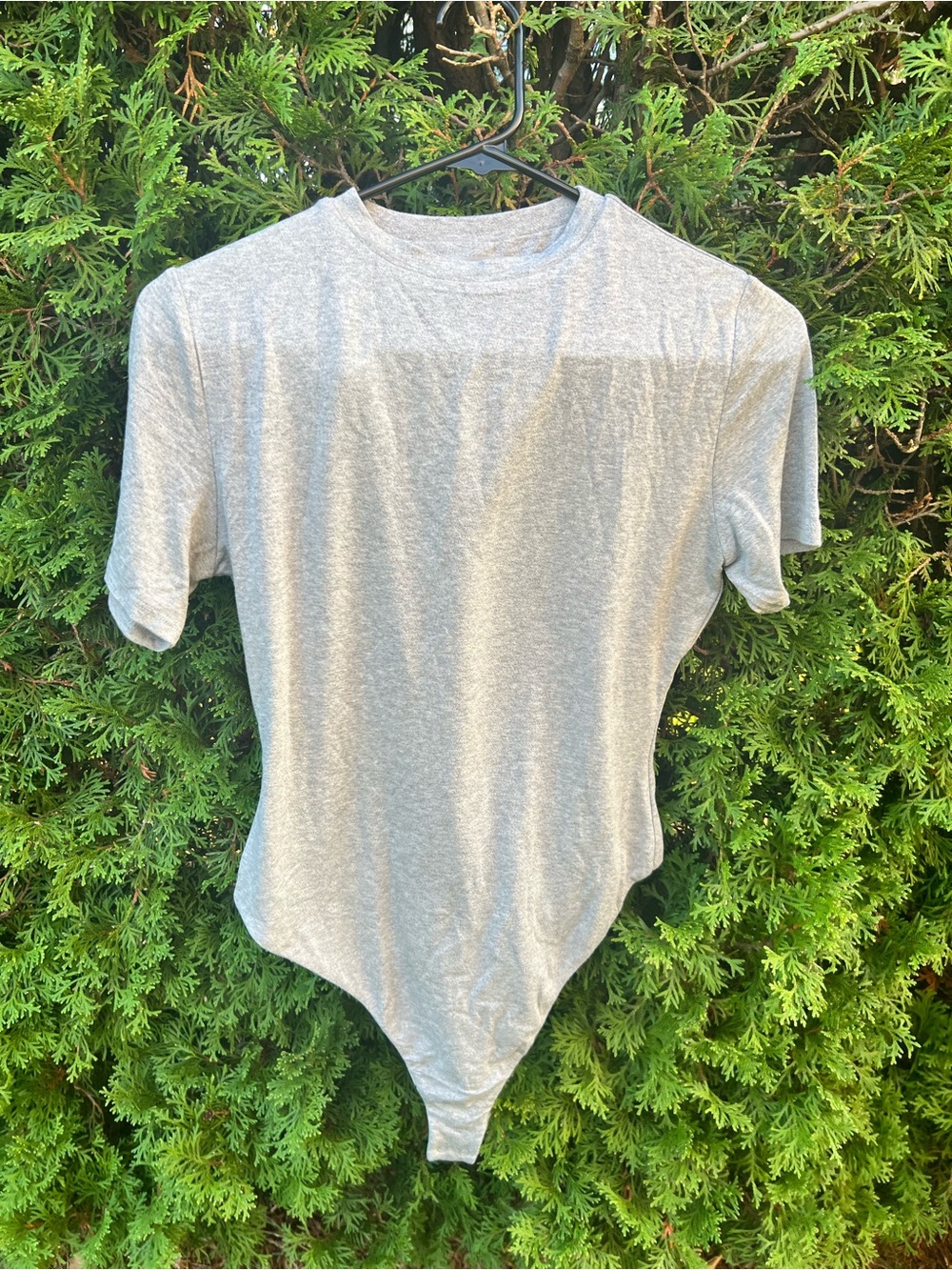 naked wardrobe Heather Gray Short Sleeve Bodysuit Tee